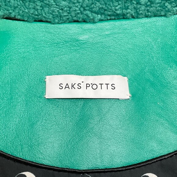 Saks Potts Shearling Colorblock Tie Front Jacket - Picture 4 of 4